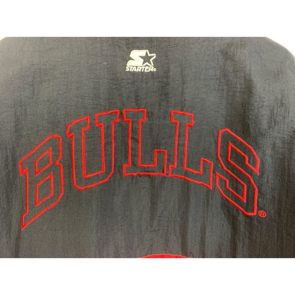 90s Vintage Chicago Bulls NBA Starter Pullover 1/4 Zip Jacket Red XLarge 6700 - Picture 13 of 16